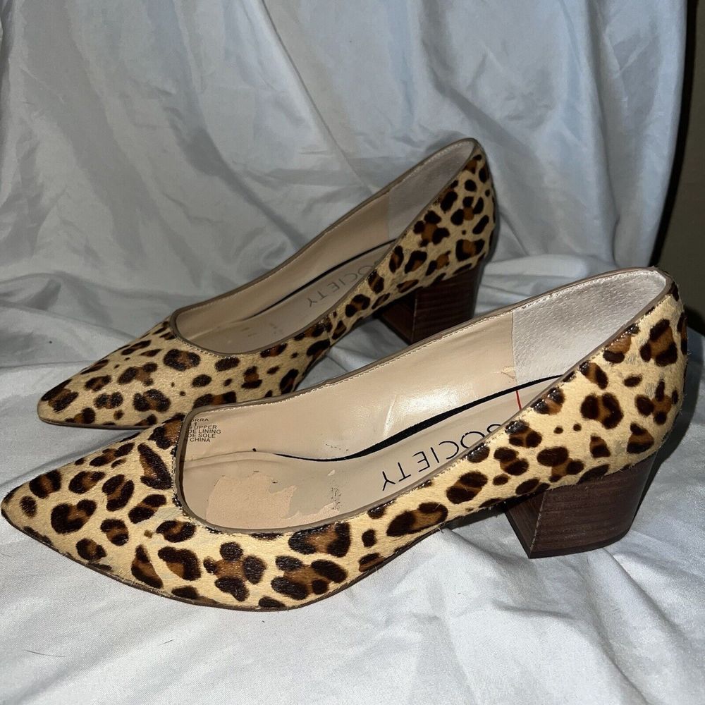 Sole Society Pumps Womens Sz 9.5 Andorra Classic Leopard Block Heel
